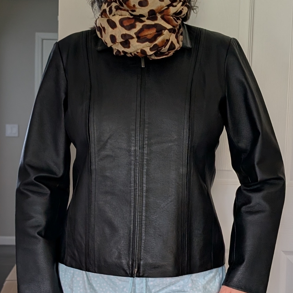 George Women's Classic Black Leather Jacket
